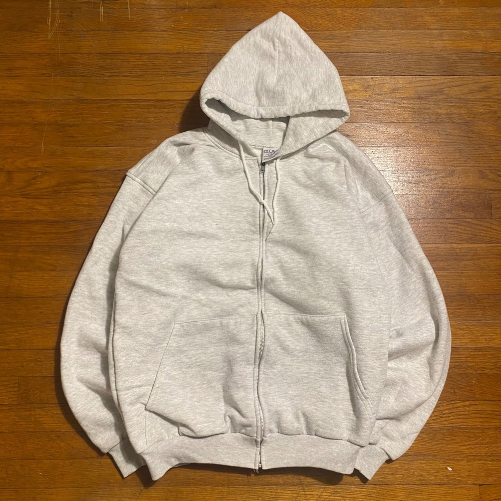 Vintage Pluma Thermal Lined Zip Up Hoodie Mens XL Heather Grey Blank Heavy